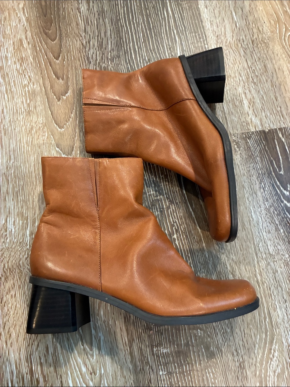 Women’s Leather Ankle Boots in Cognac Brown
